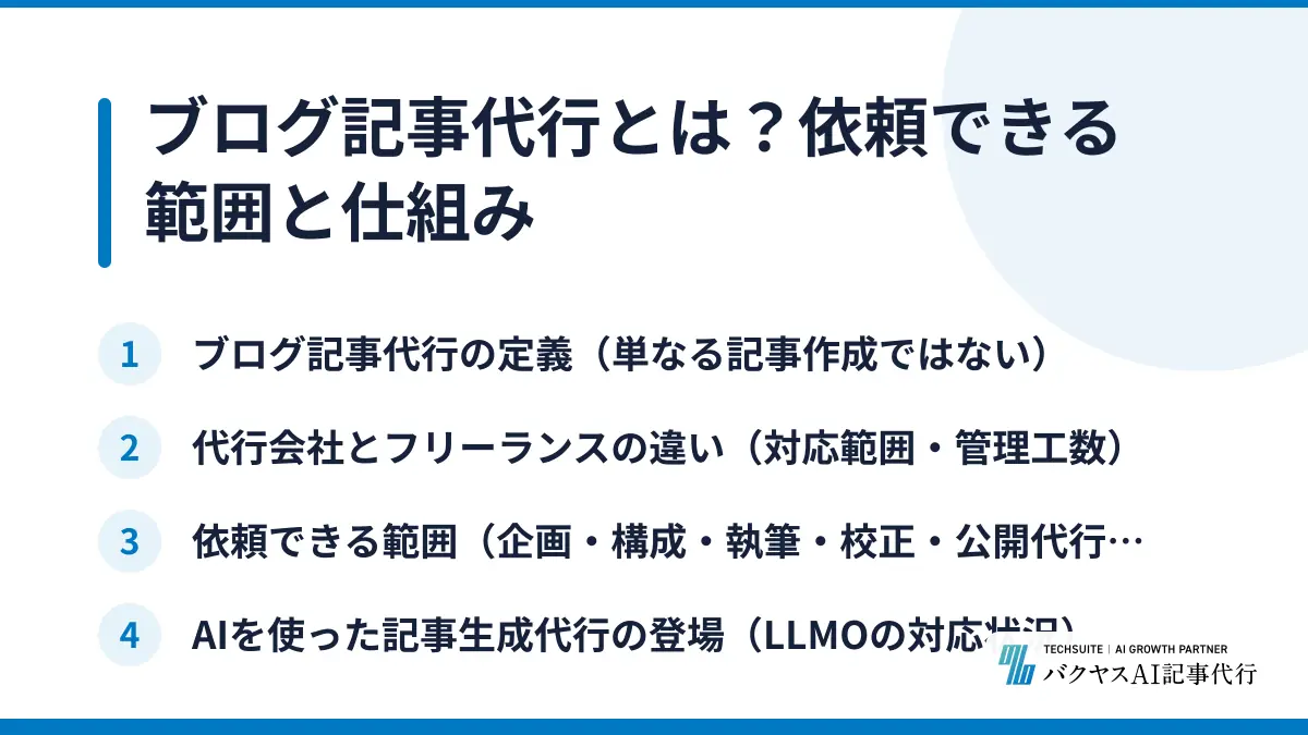 ブログ記事代行とは？依頼できる範囲と仕組み