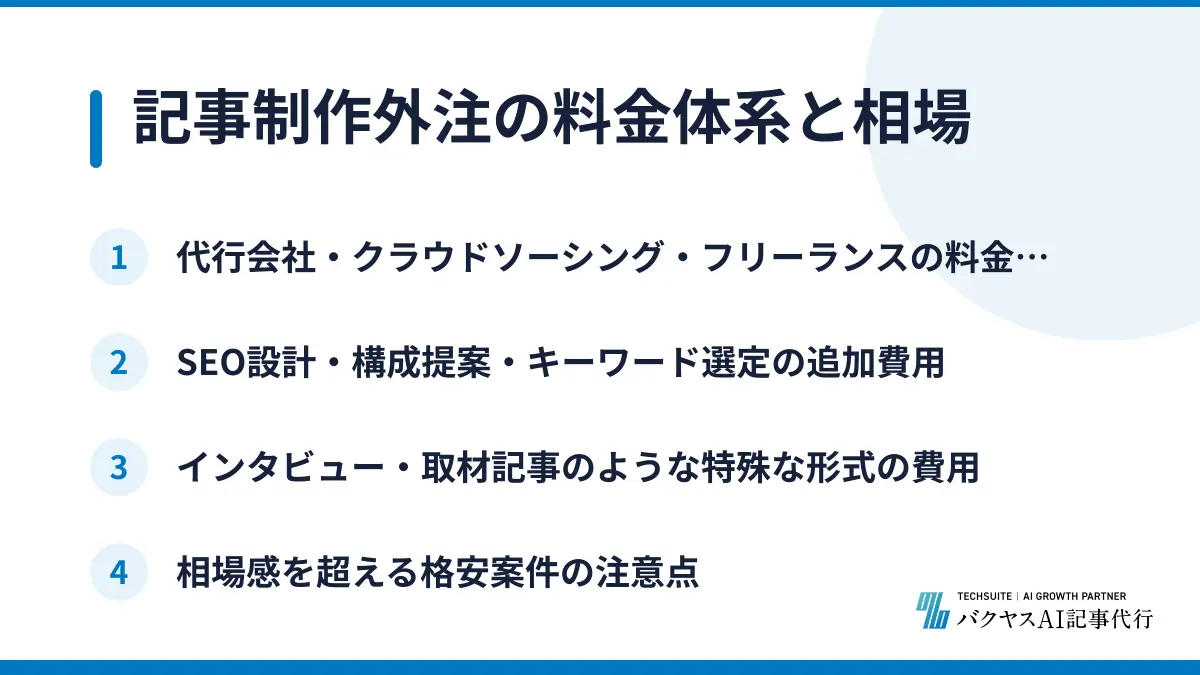 記事制作外注の料金体系と相場