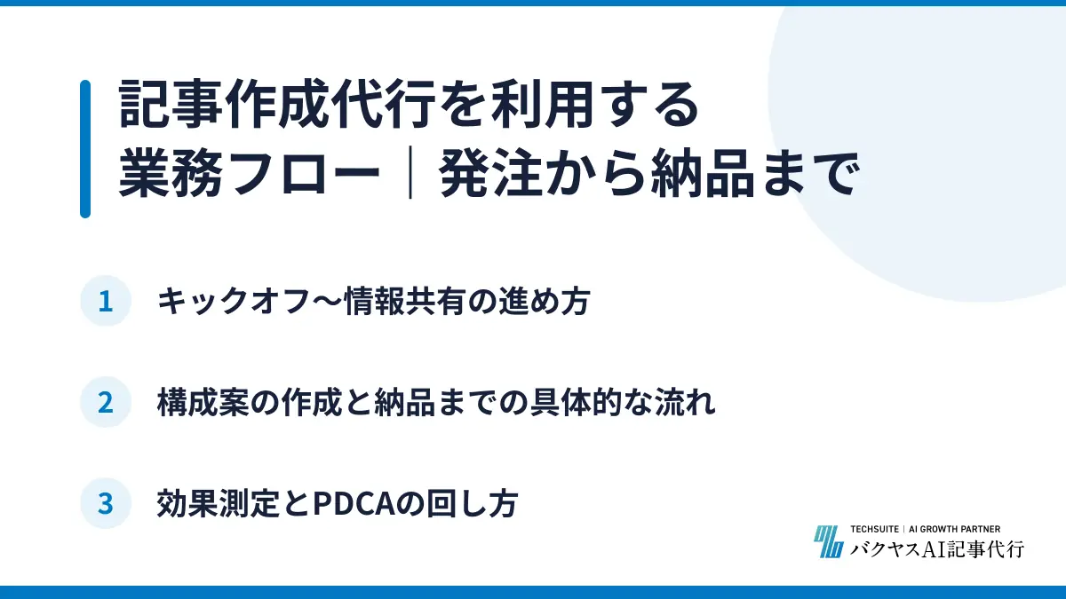 記事作成代行を利用する業務フロー|発注から納品まで
