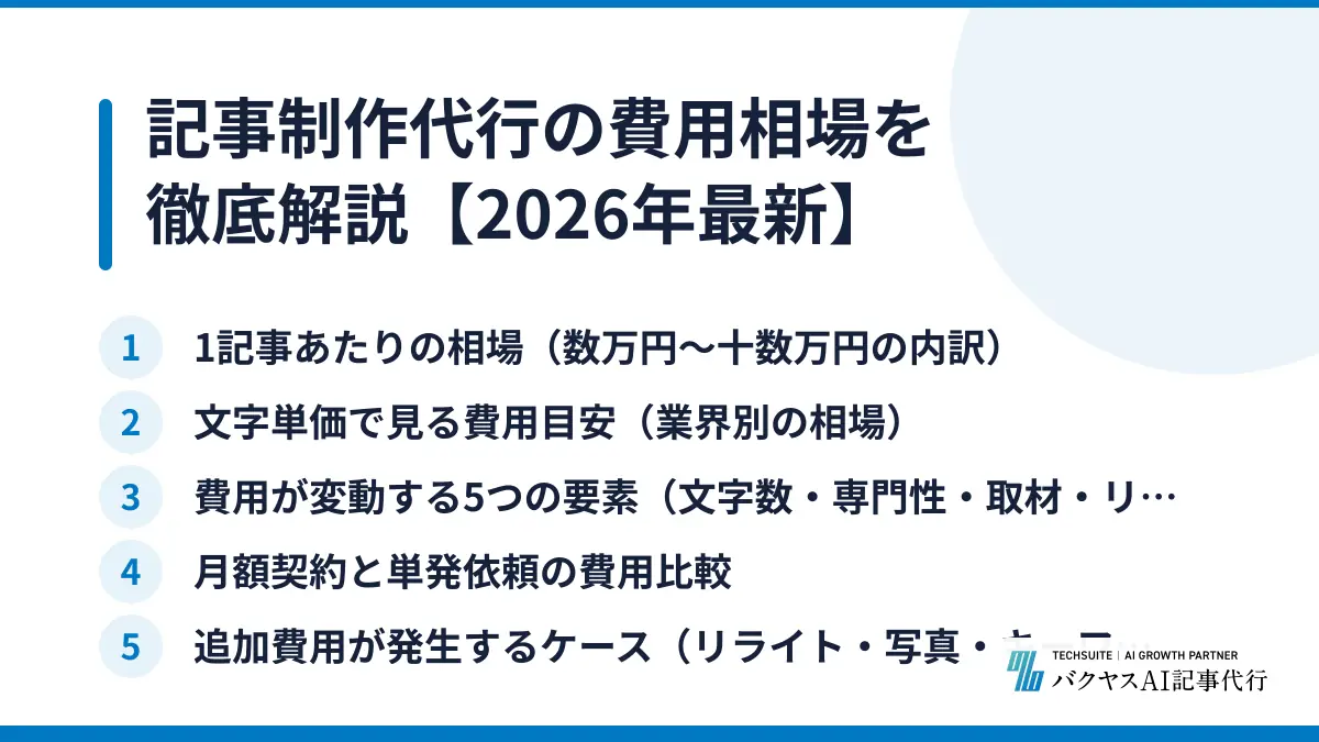 記事制作代行の費用相場を徹底解説【2026年最新】