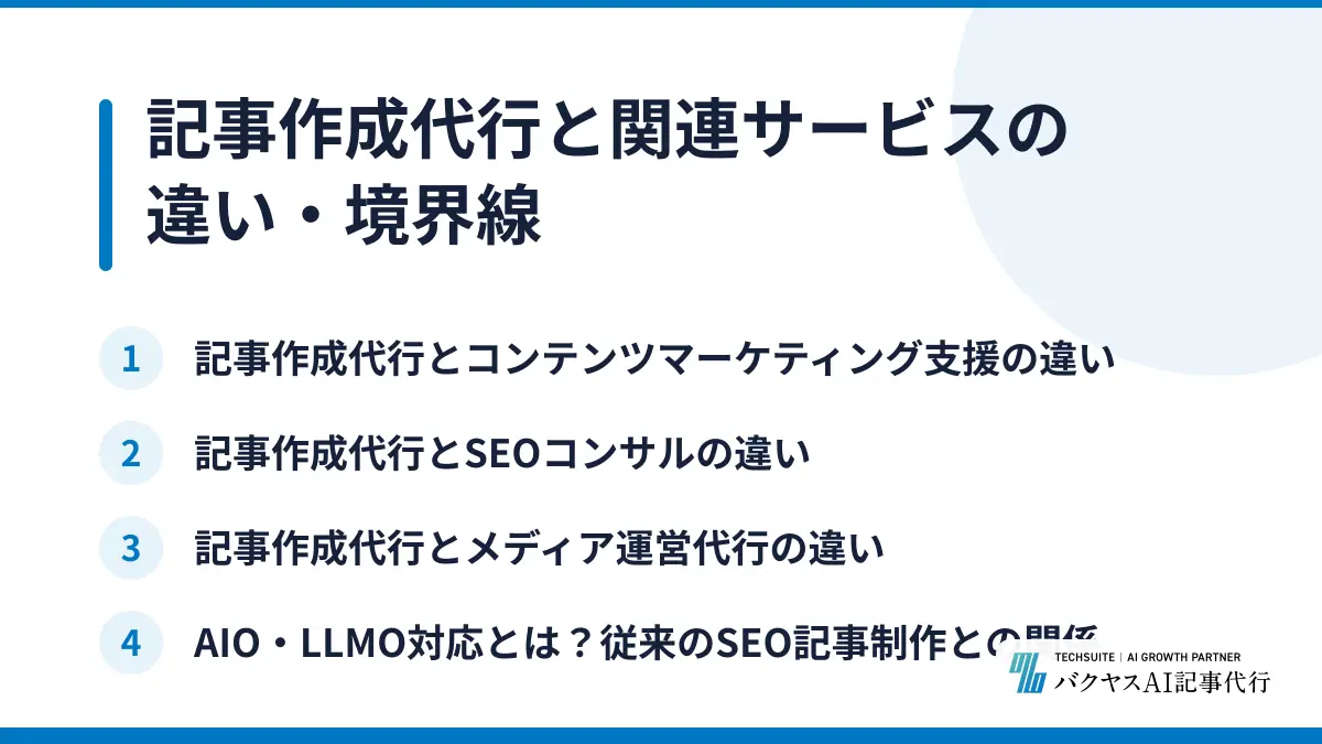 記事作成代行と関連サービスの違い・境界線