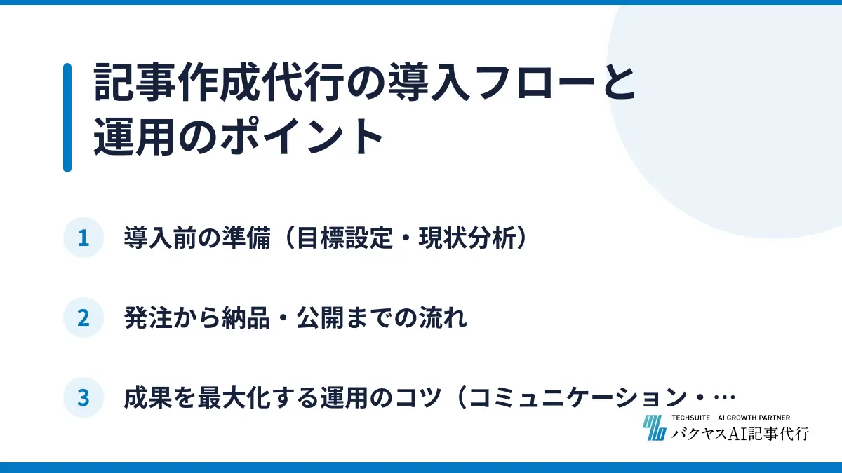 記事作成代行の導入フローと運用のポイント