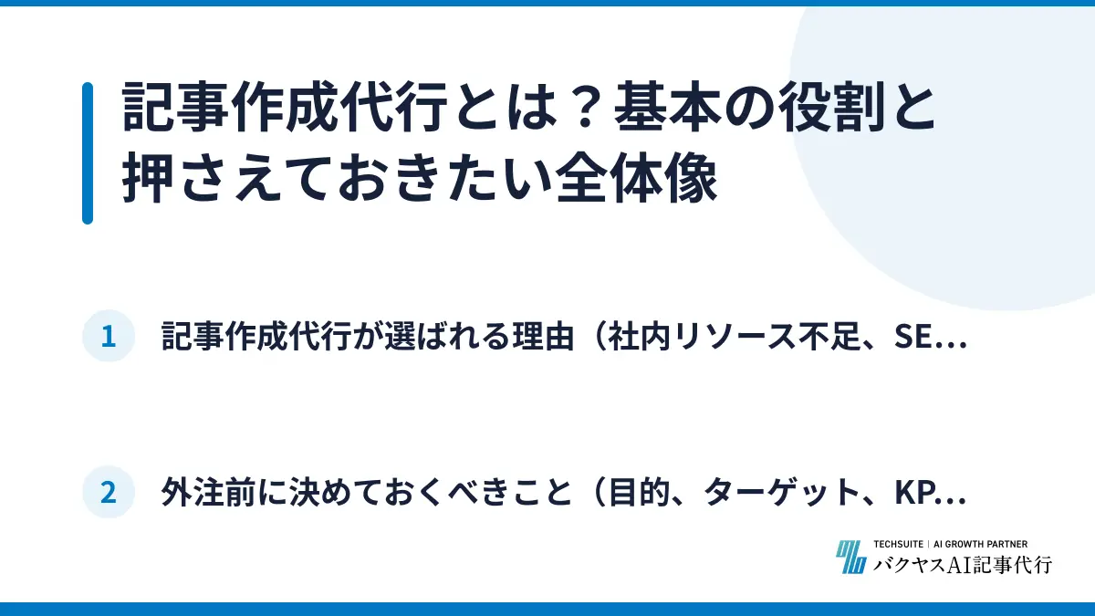記事作成代行とは?基本の役割と押さえておきたい全体像