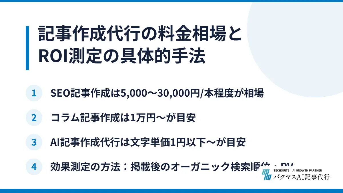 記事作成代行の料金相場とROI測定の具体的手法