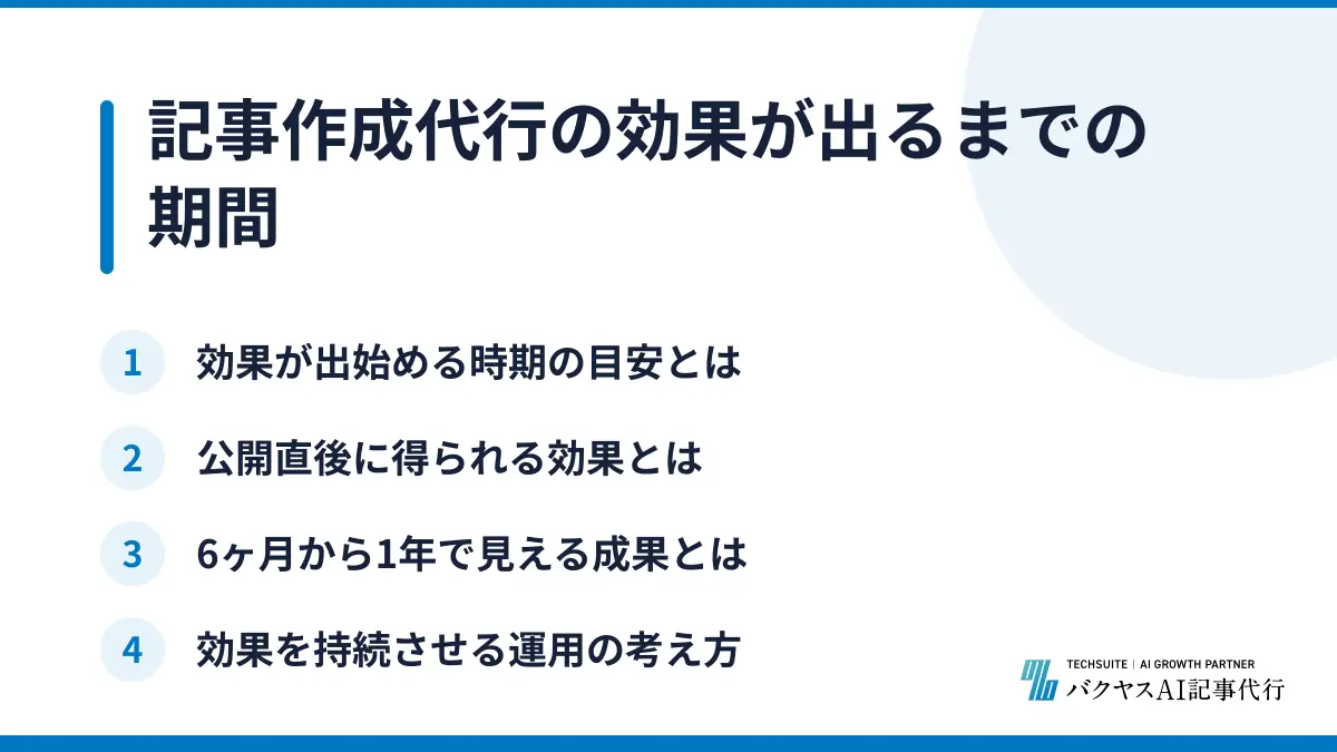 記事作成代行の効果が出るまでの期間