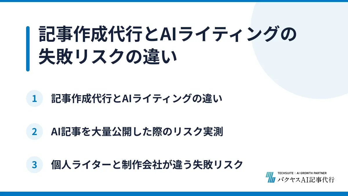 記事作成代行とAIライティングの失敗リスクの違い