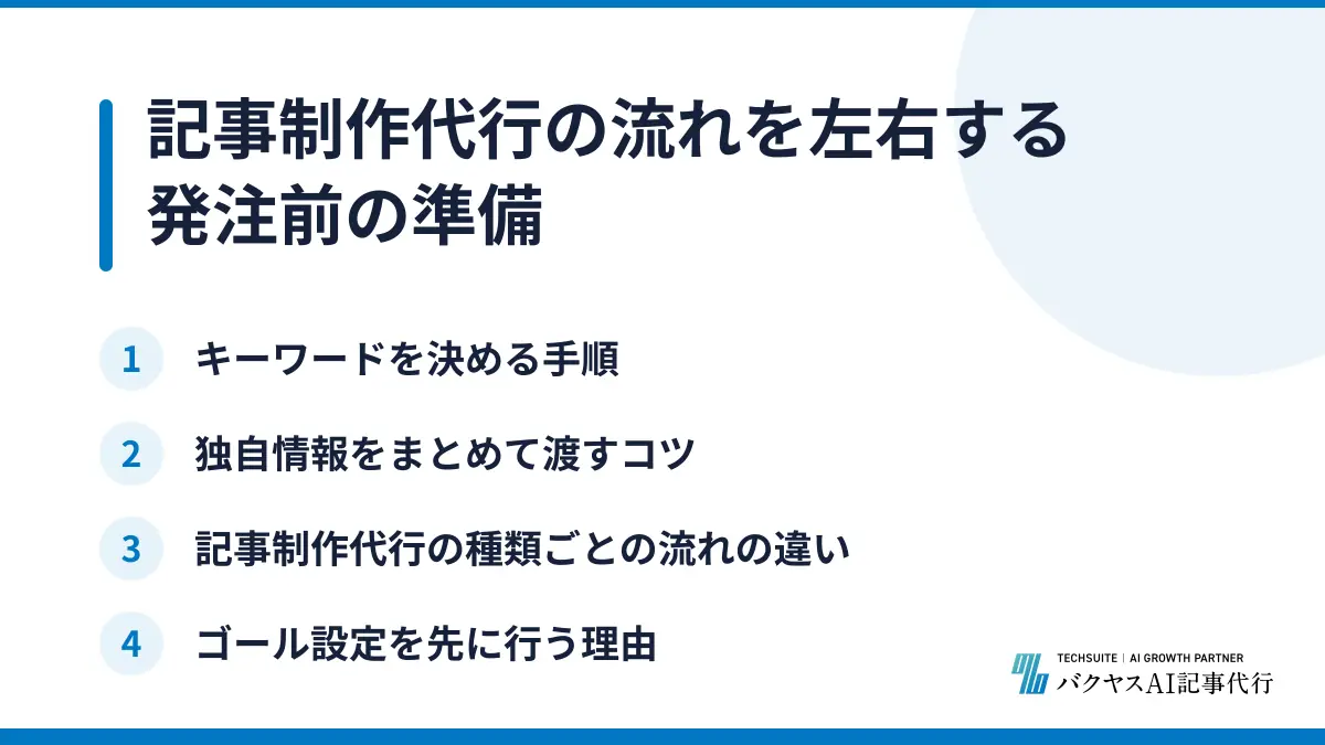 記事制作代行の流れを左右する発注前の準備