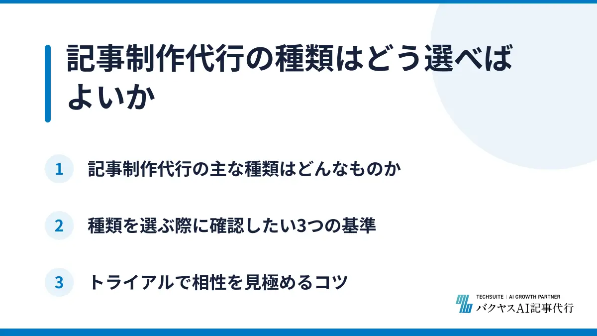 記事制作代行の種類はどう選べばよいか