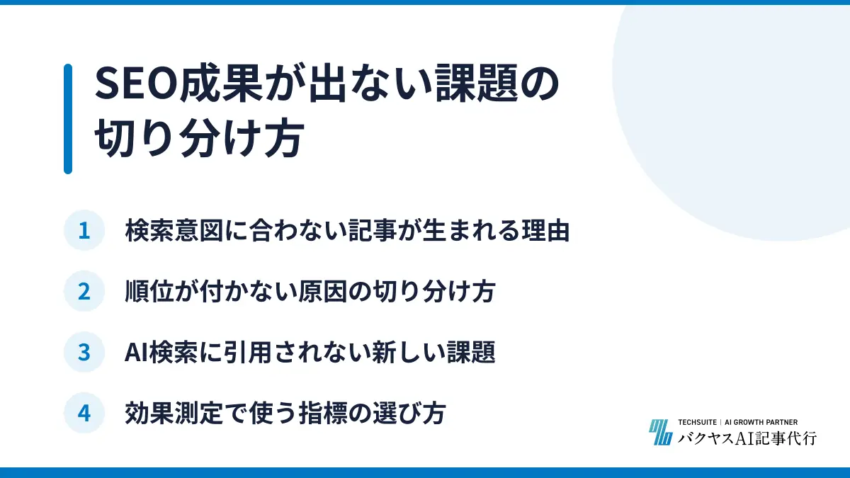 SEO成果が出ない課題の切り分け方