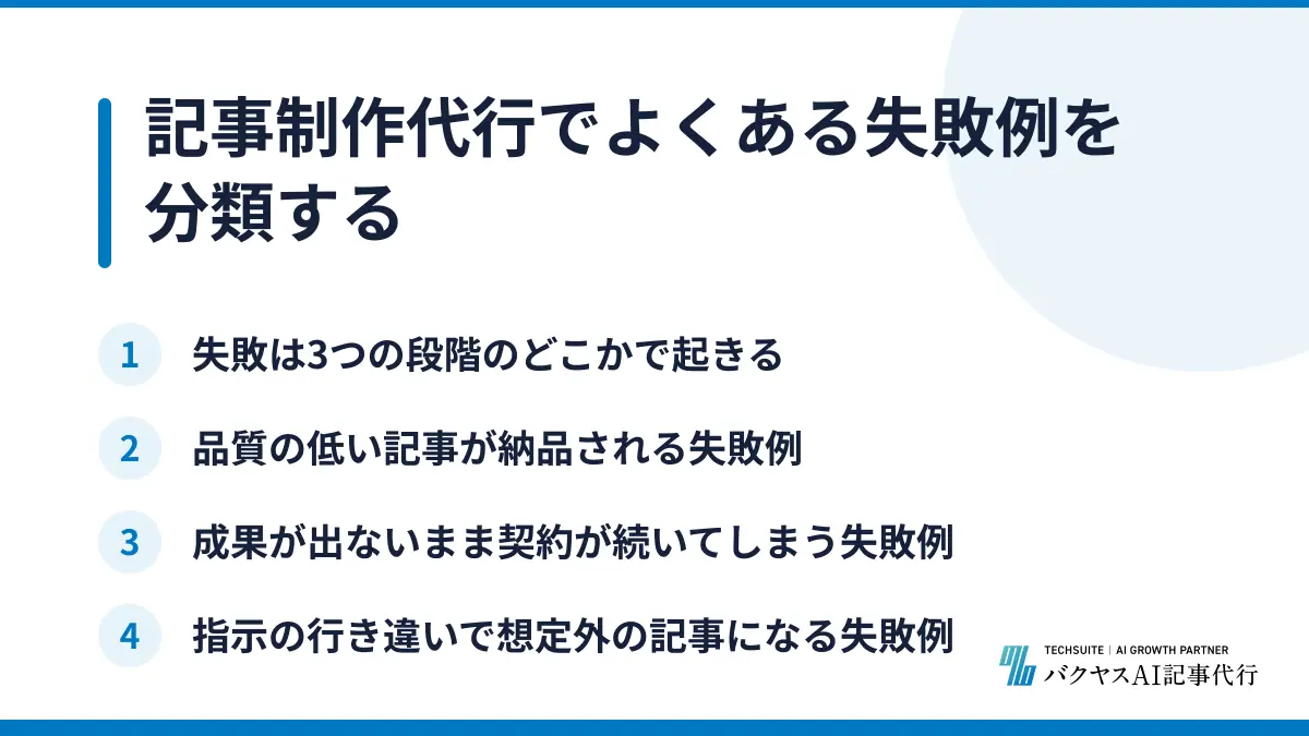 記事制作代行でよくある失敗例を分類する