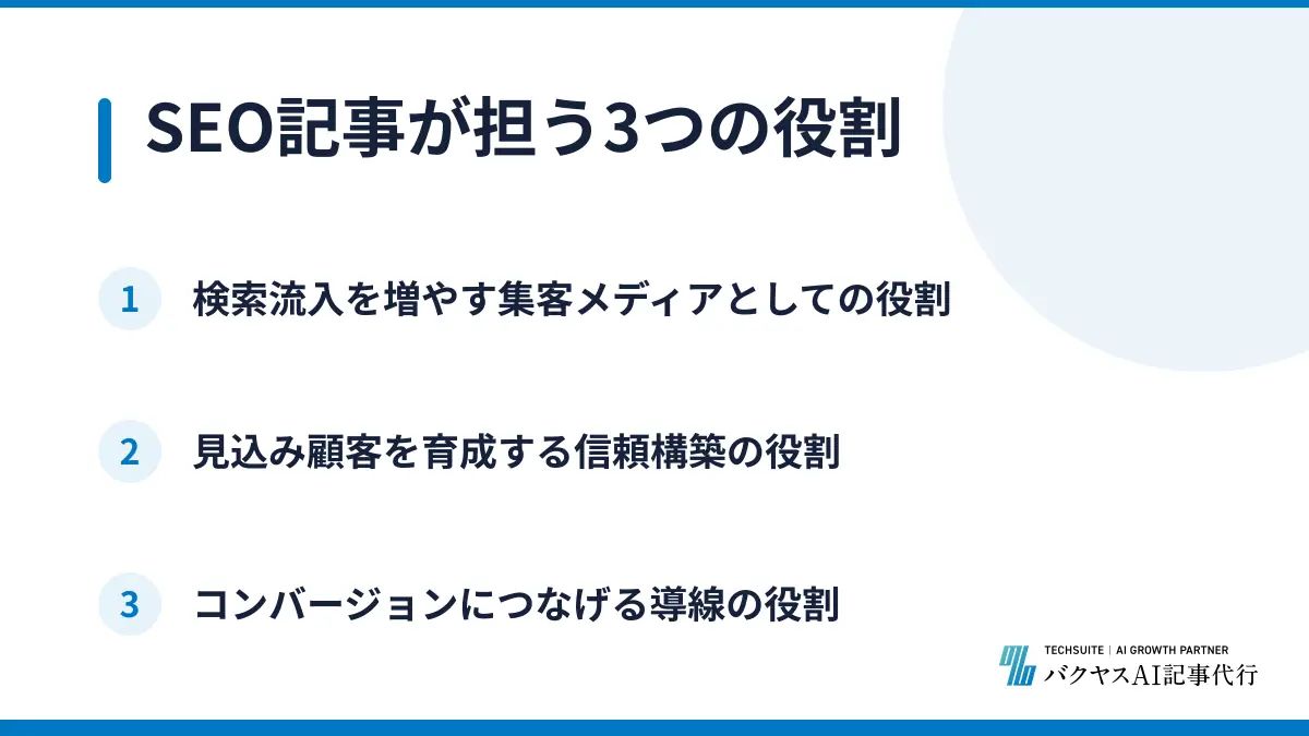 SEO記事が担う3つの役割
