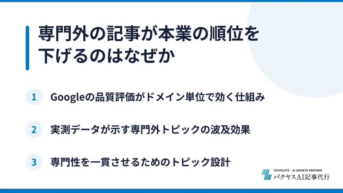 専門外の記事が本業の順位を下げるのはなぜか