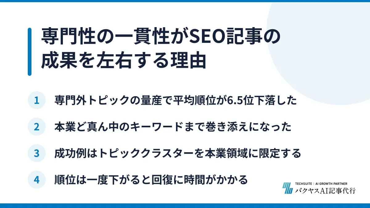 専門性の一貫性がSEO記事の成果を左右する理由