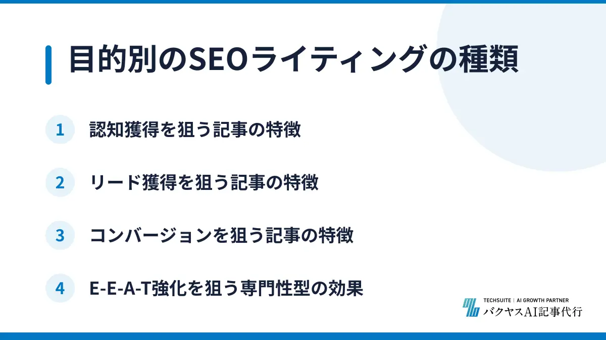 目的別のSEOライティングの種類