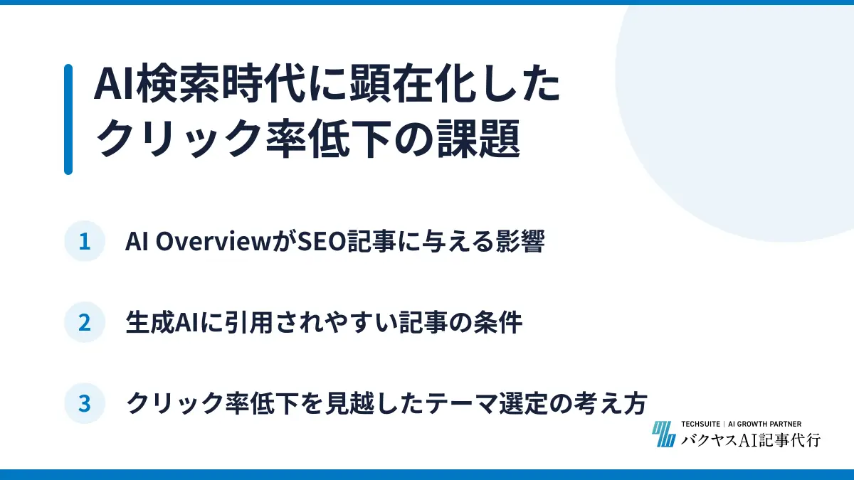 AI検索時代に顕在化したクリック率低下の課題