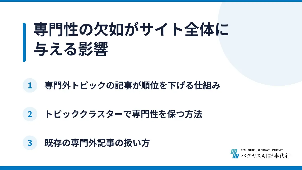 専門性の欠如がサイト全体に与える影響