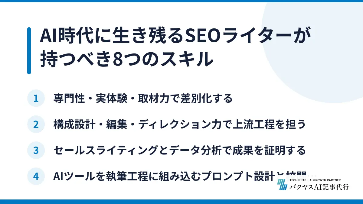 AI時代に生き残るSEOライターが持つべき8つのスキル