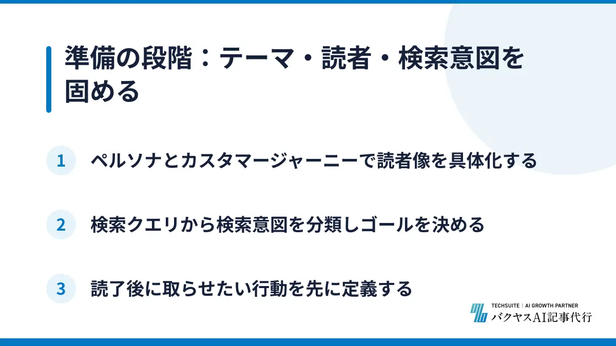 準備の段階：テーマ・読者・検索意図を固める