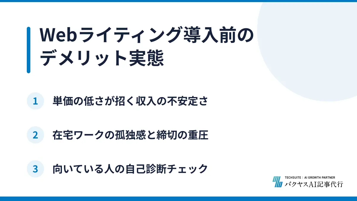 Webライティング導入前のデメリット実態