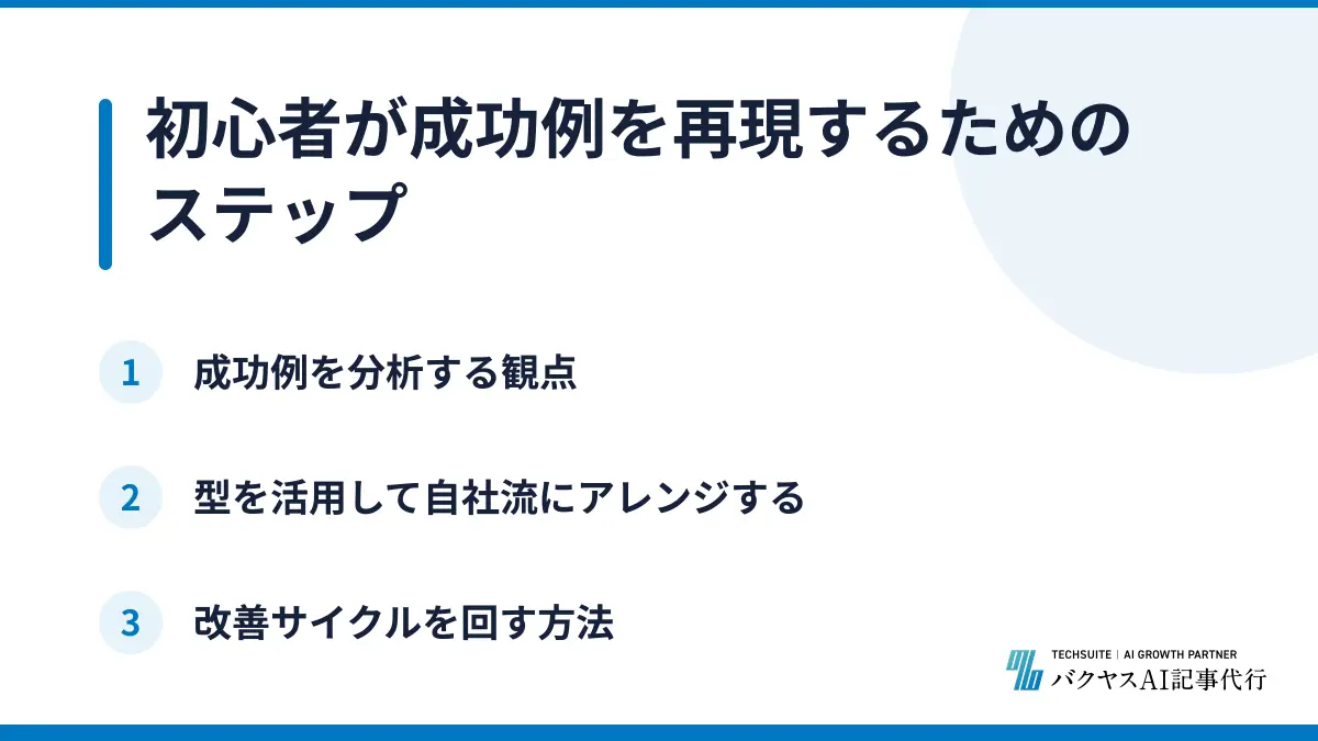 初心者が成功例を再現するためのステップ