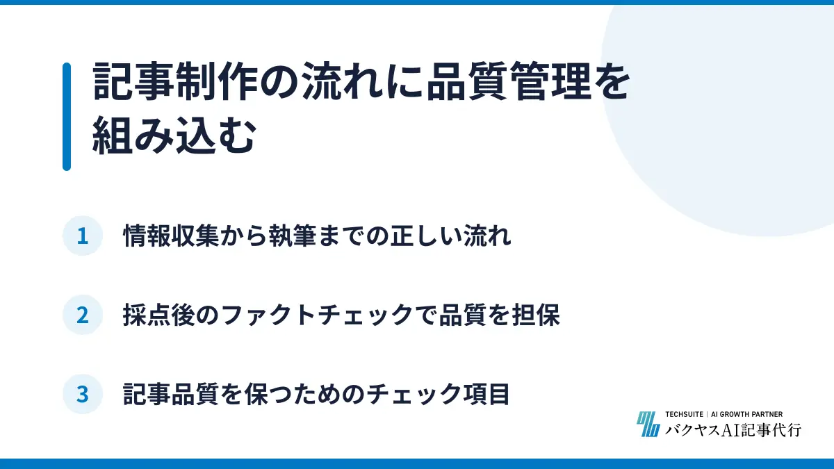記事制作の流れに品質管理を組み込む