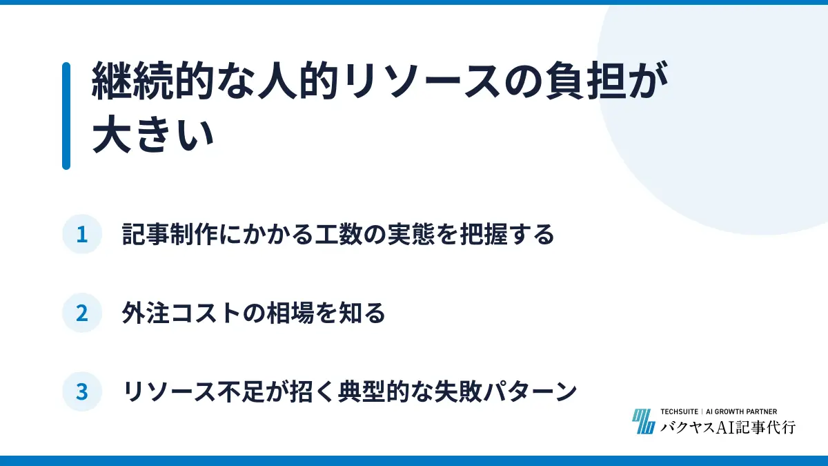 継続的な人的リソースの負担が大きい