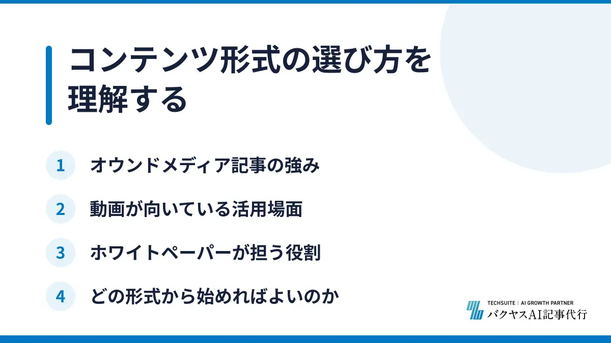コンテンツ形式の選び方を理解する