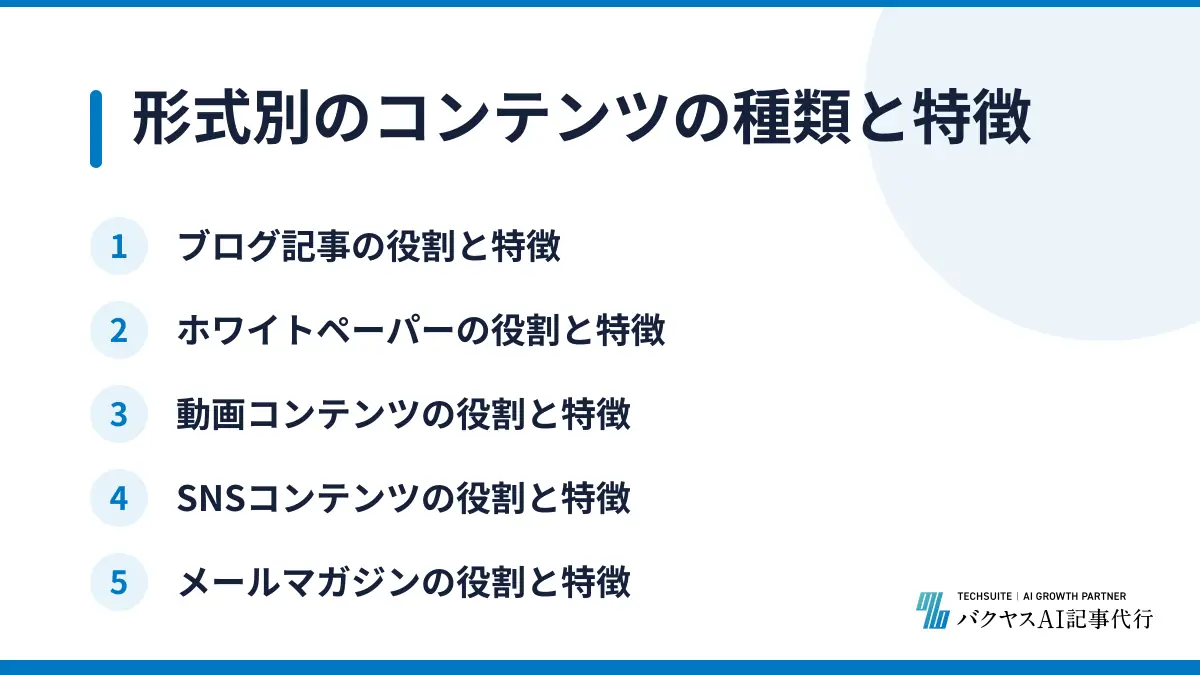 形式別のコンテンツの種類と特徴