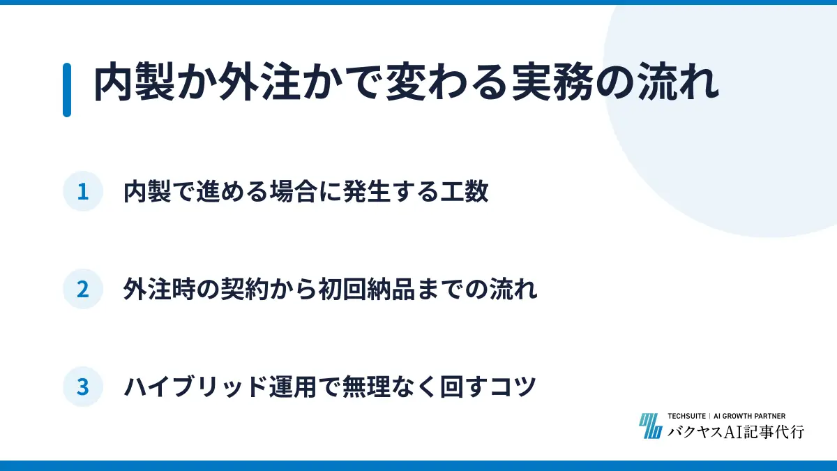 内製か外注かで変わる実務の流れ