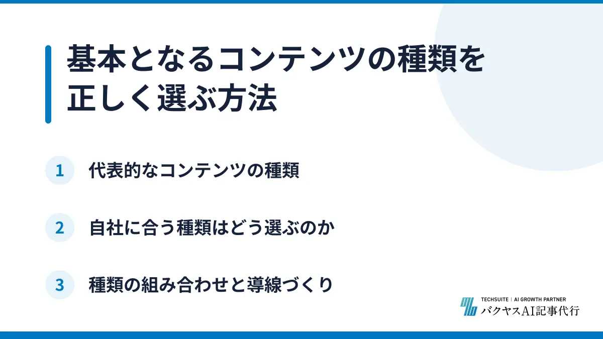 基本となるコンテンツの種類を正しく選ぶ方法