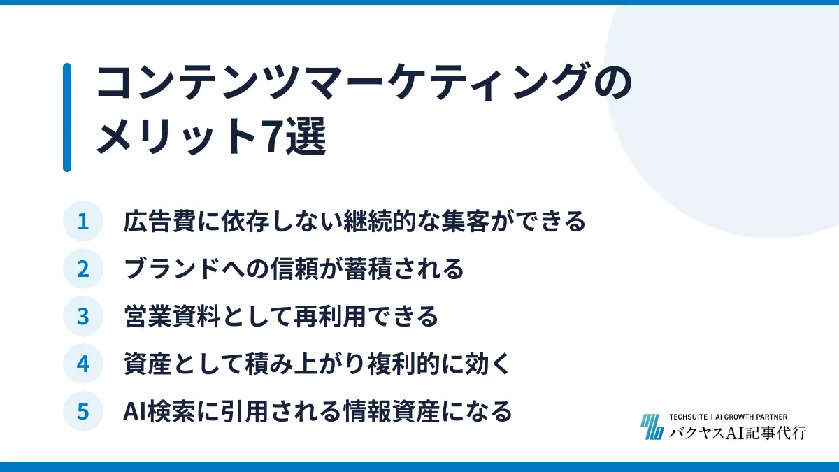 コンテンツマーケティングのメリット7選