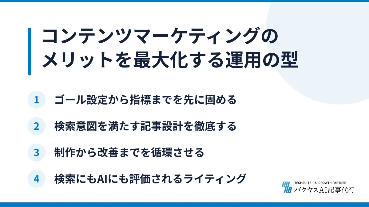 コンテンツマーケティングのメリットを最大化する運用の型