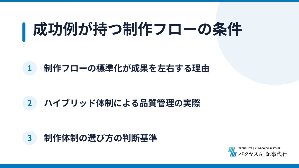成功例が持つ制作フローの条件