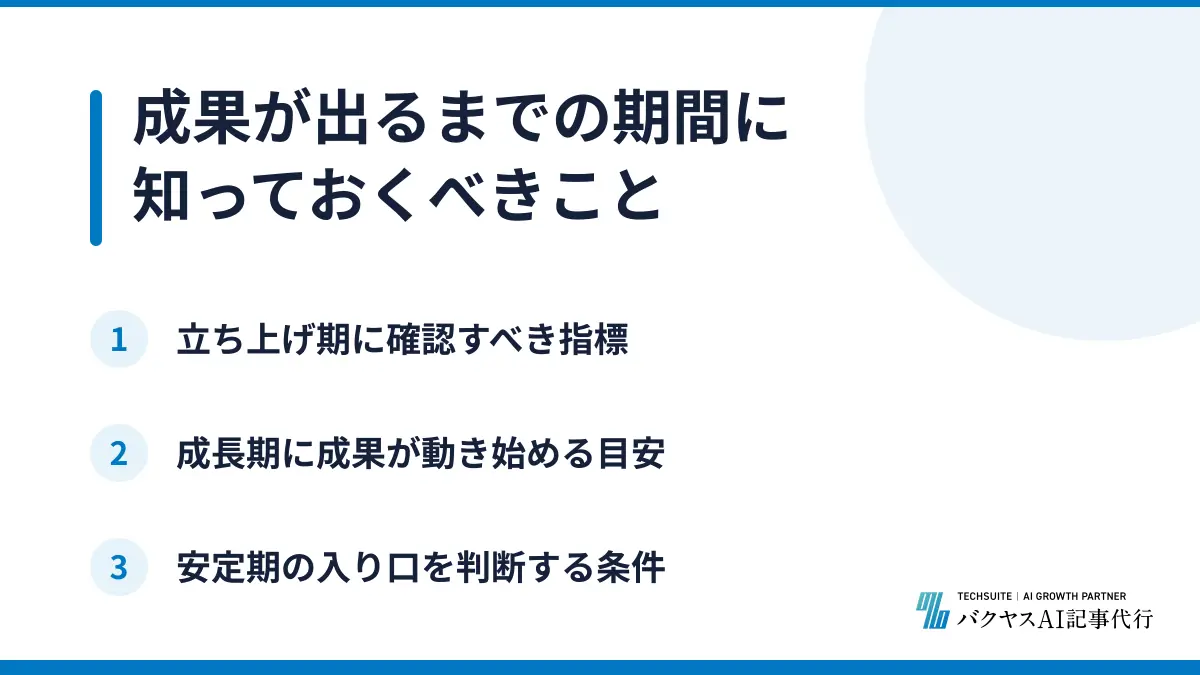 成果が出るまでの期間に知っておくべきこと
