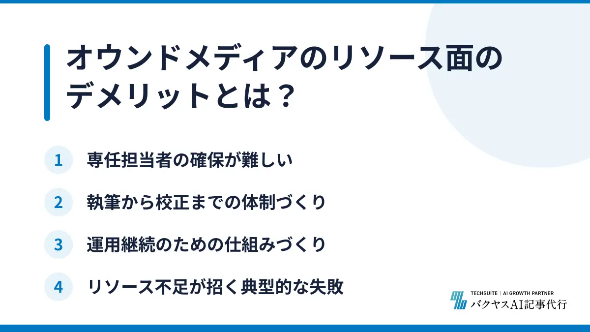 オウンドメディアのリソース面のデメリットとは？