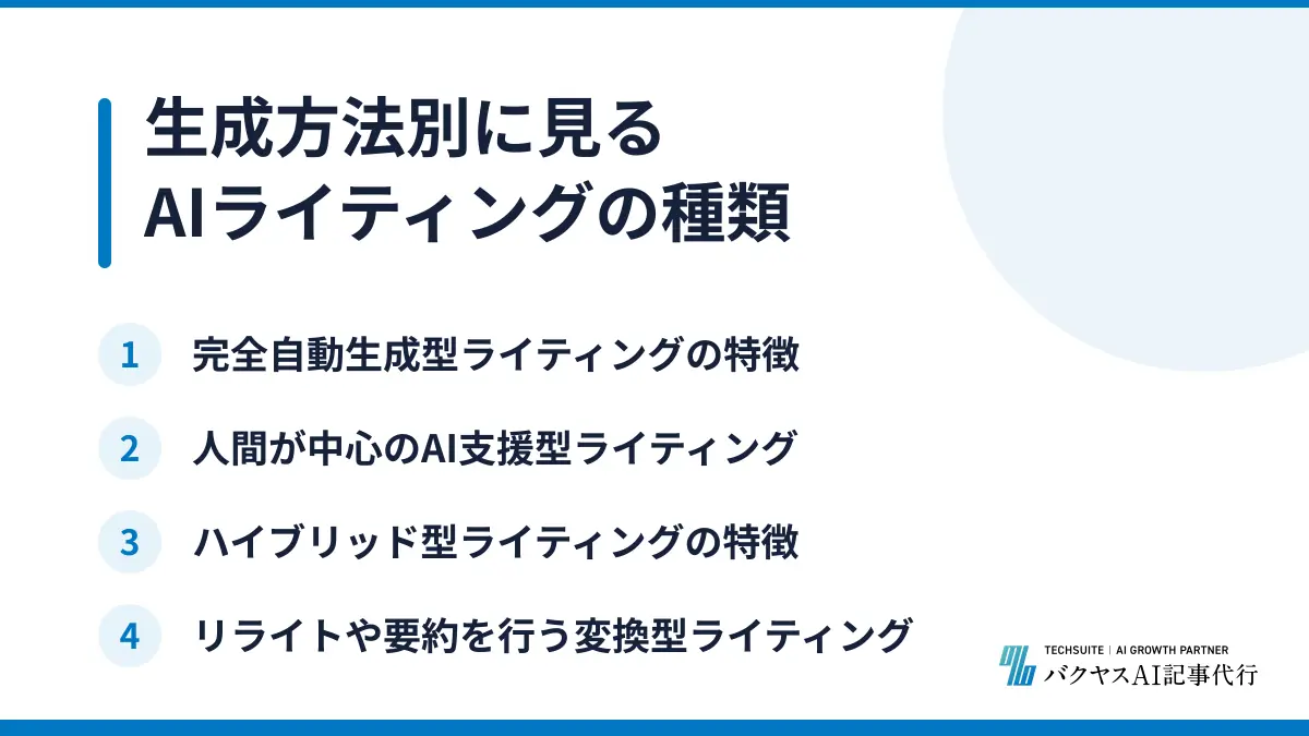 生成方法別に見るAIライティングの種類
