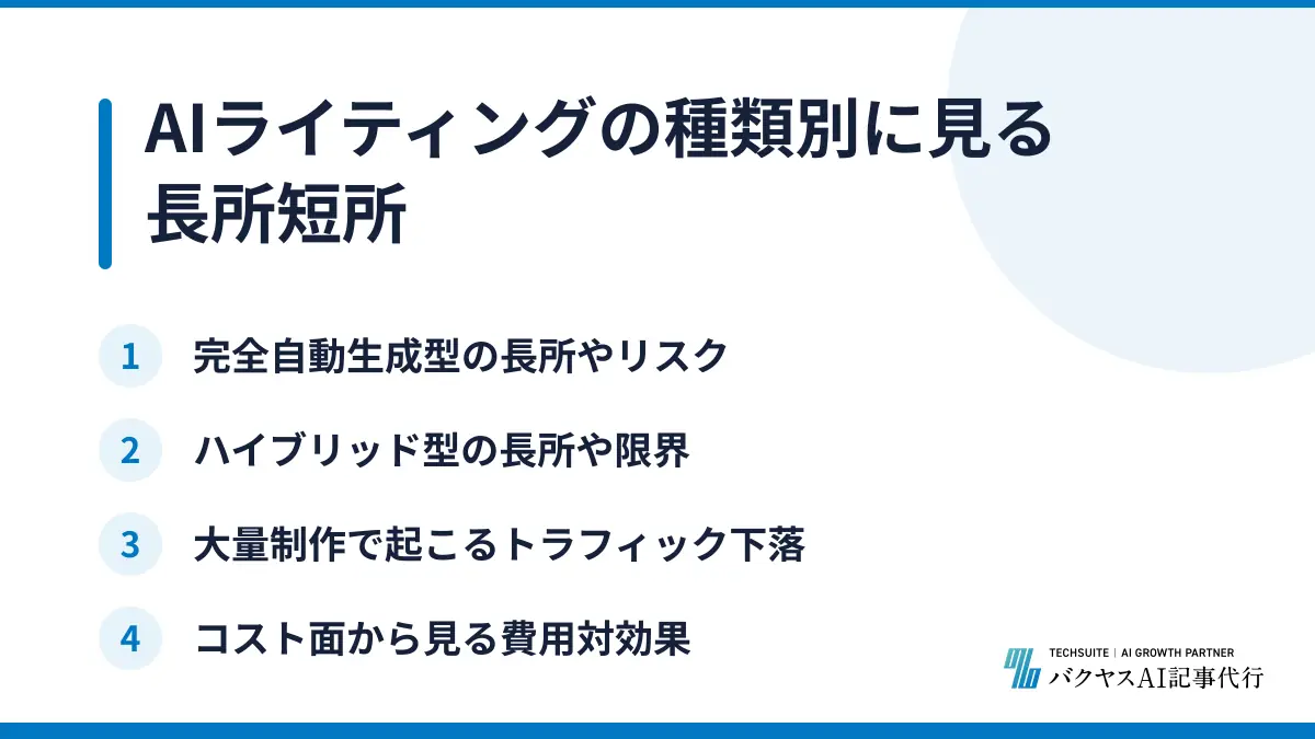 AIライティングの種類別に見る長所短所