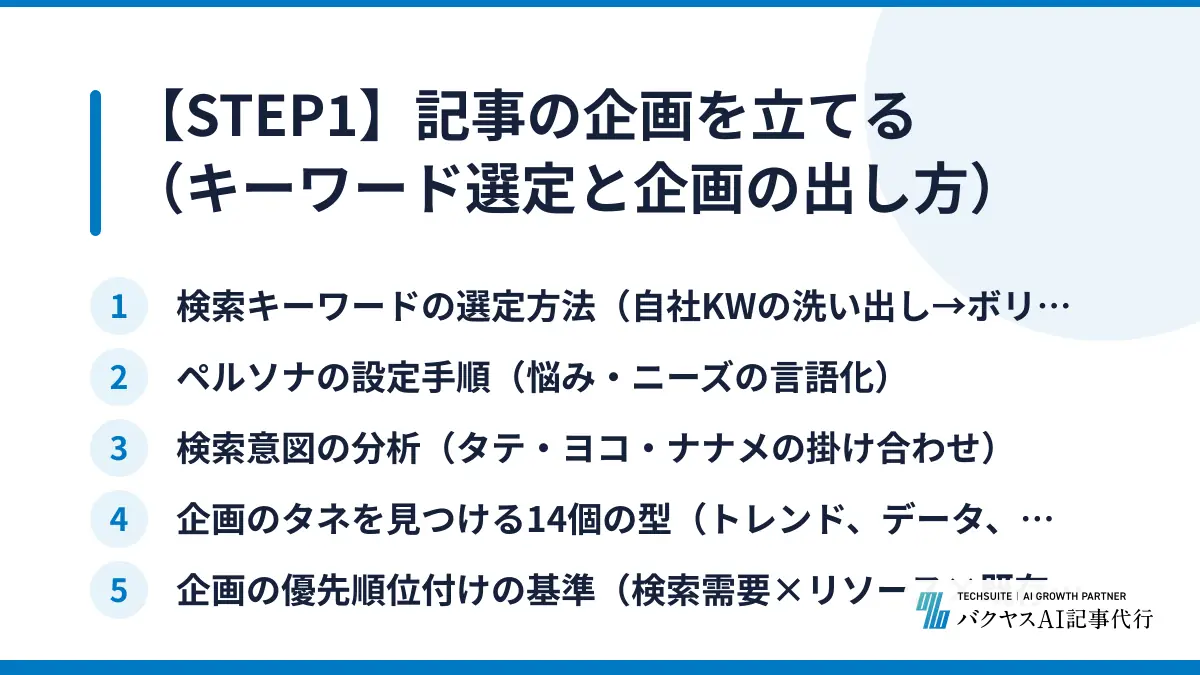 【STEP1】記事の企画を立てる（キーワード選定と企画の出し方）