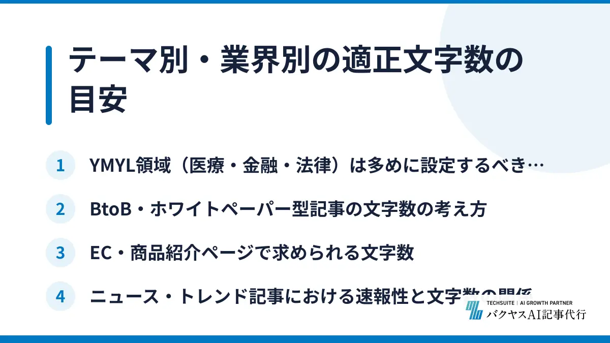 テーマ別・業界別の適正文字数の目安