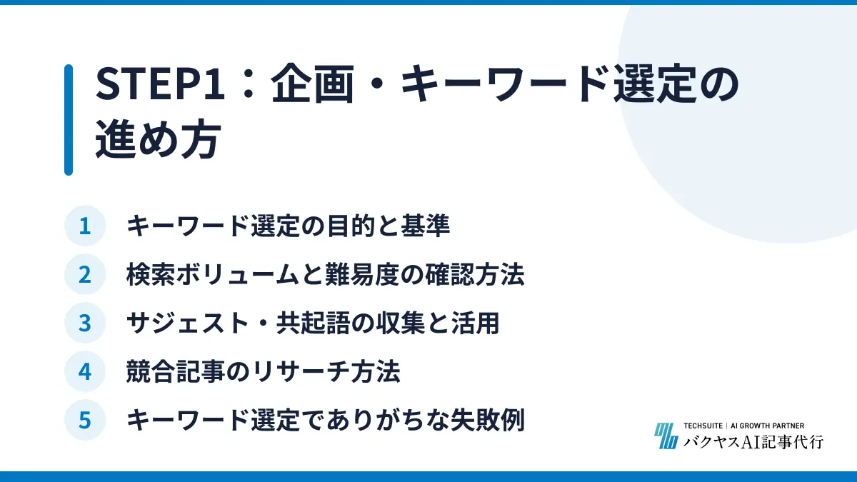 STEP1：企画・キーワード選定の進め方