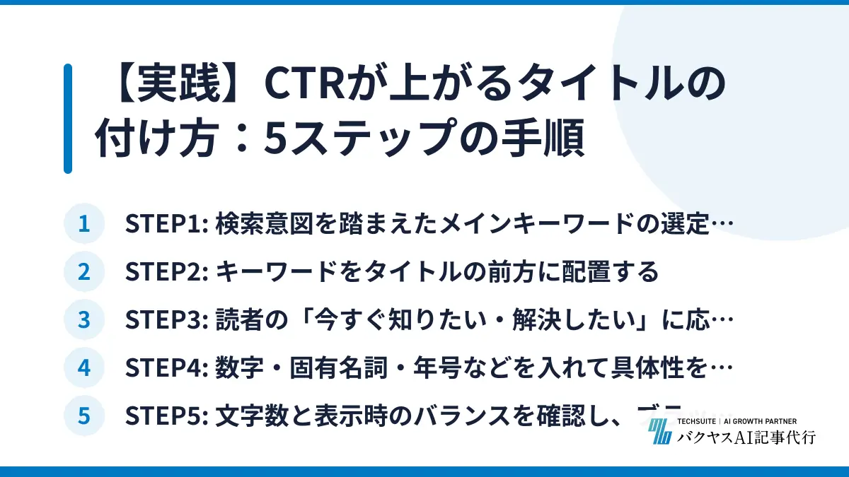 【実践】CTRが上がるタイトルの付け方：5ステップの手順