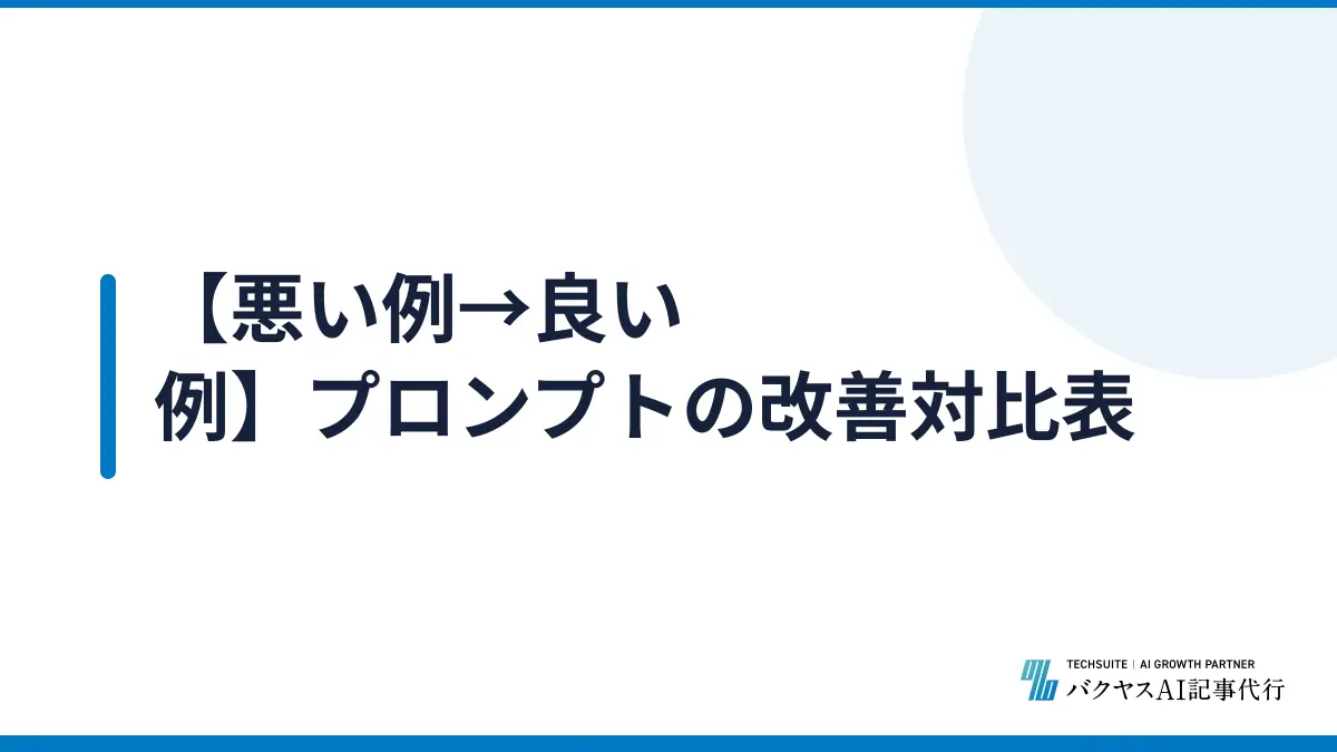【悪い例→良い例】プロンプトの改善対比表