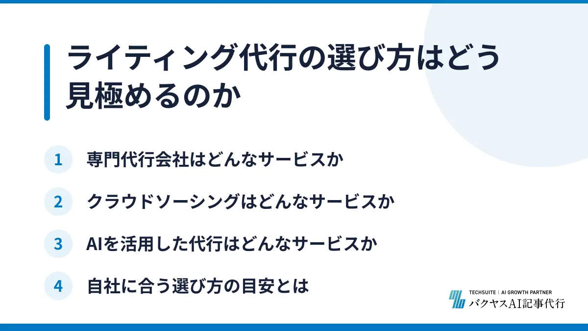 ライティング代行の選び方はどう見極めるのか